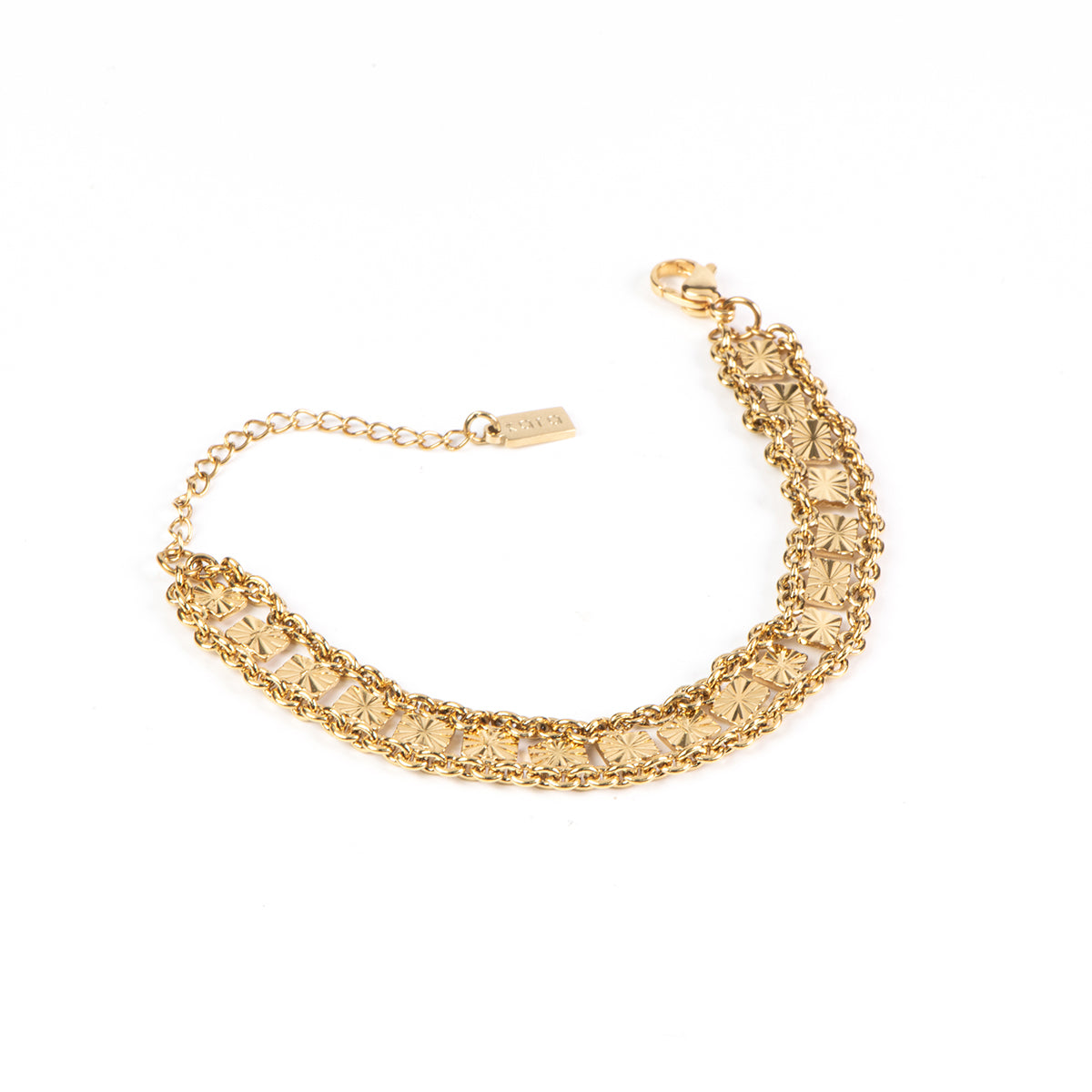 Bracelet maximaliste glamour chaîne large travaillée en acier inoxydable or - Diana 4-2