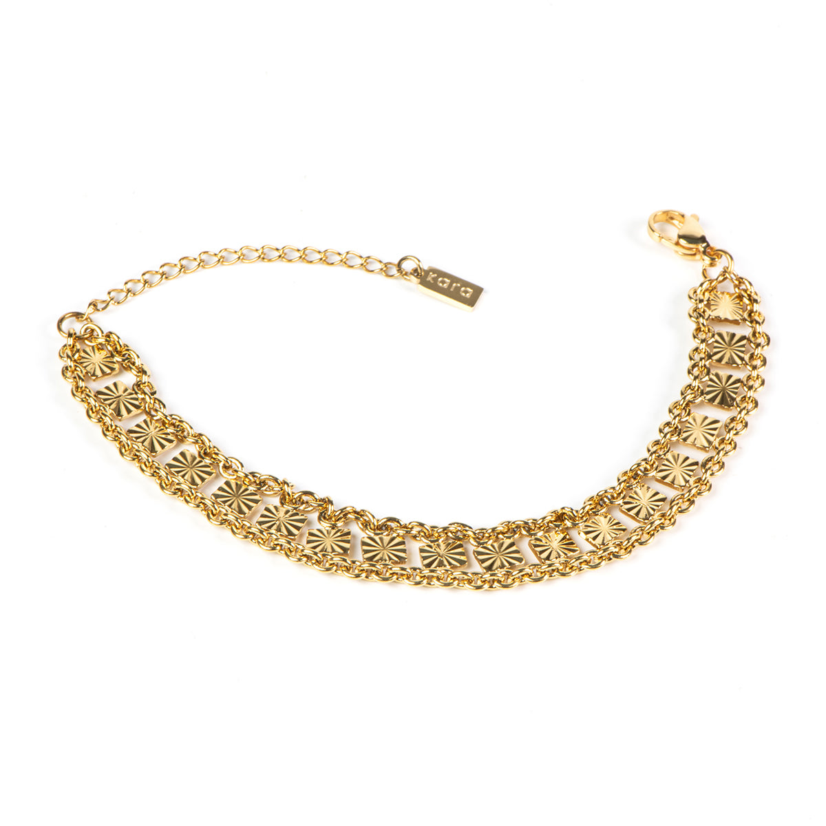 Bracelet maximaliste glamour chaîne large travaillée en acier inoxydable or - Diana 4-4