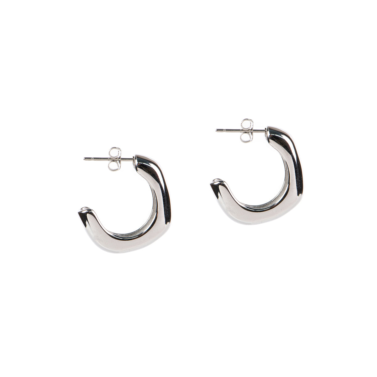 Boucles d'oreilles anneaux ouverts en forme de C irrégulier acier inoxydable- Alice 3 argent -2