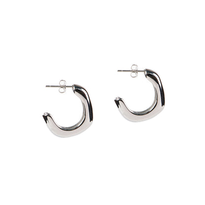 Boucles d'oreilles anneaux ouverts en forme de C irrégulier acier inoxydable- Alice 3 argent -2