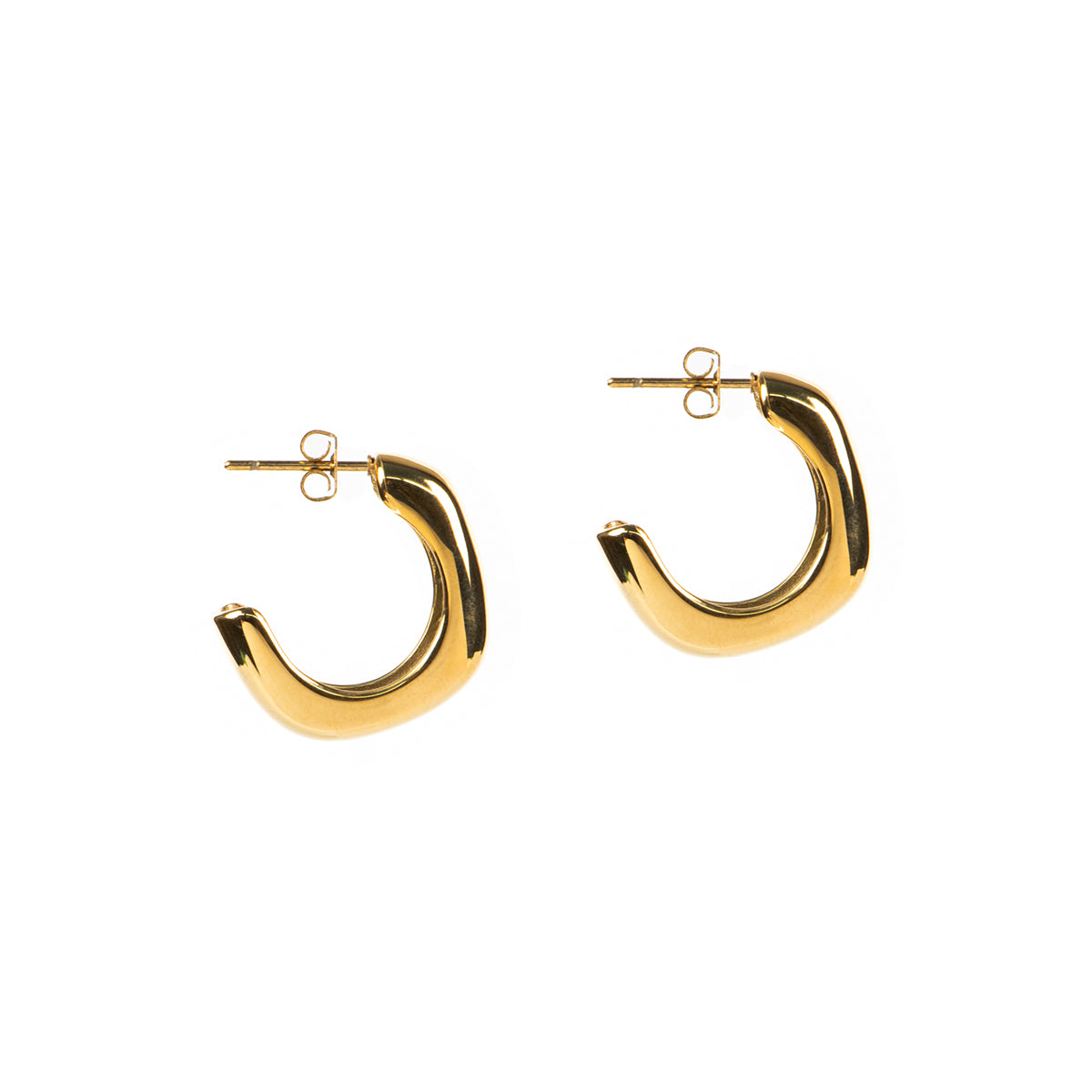 Boucles d'oreilles anneaux ouverts en forme de C irrégulier acier inoxydable or- Alice 3 or -2