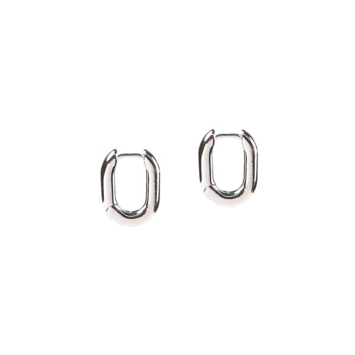 Boucles d'oreilles anneaux épais ovales  délicates placage rhodium - Alice 5 argent-2