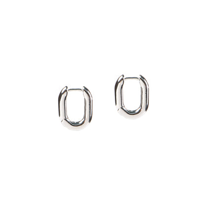 Boucles d'oreilles anneaux épais ovales  délicates placage rhodium - Alice 5 argent-2