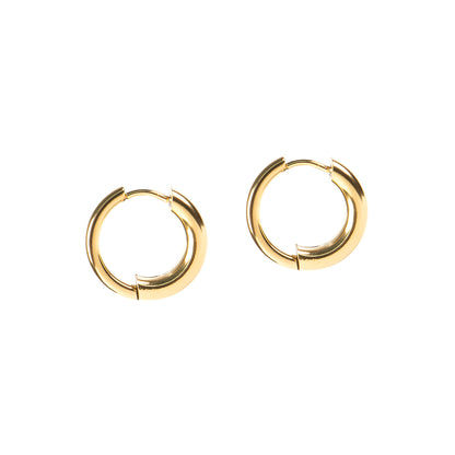 Boucles d'oreilles basiques anneaux larges au devant en acier inoxydable or Alice 2 or-2