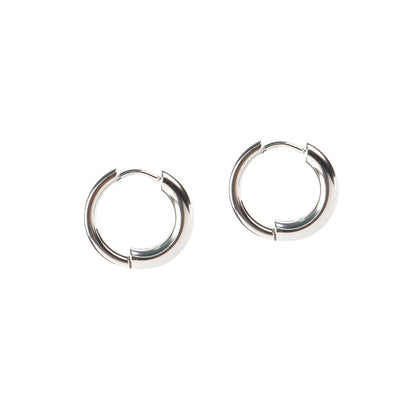 Boucles d'oreilles basiques anneaux larges au devant en acier inoxydable Alice 2 argent-2