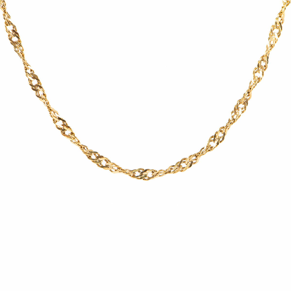 Collier court chaîne torsadée acier inoxydable or - Alice 3 or -2