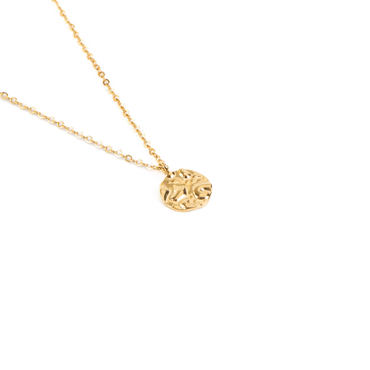 Collier court délicat acier inoxydable or avec médaillon martelé - Alice 2 or-3