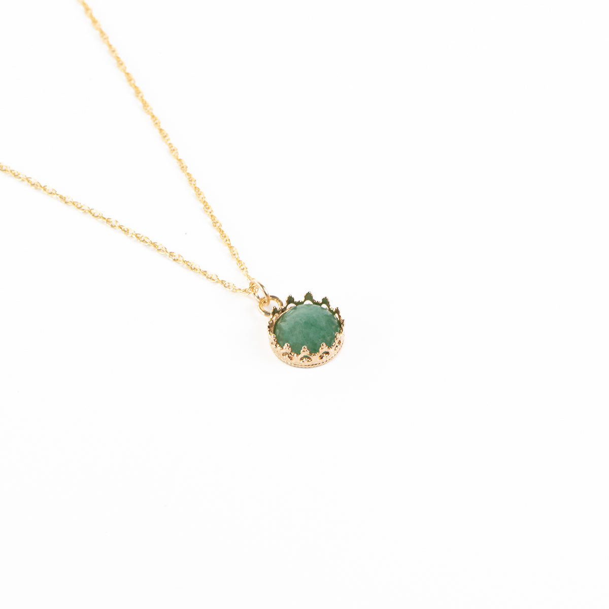 Collier délicat or rempli 14K avec pierre aventutine verte - Juliana 7 or-3