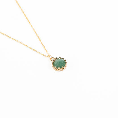 Collier délicat or rempli 14K avec pierre aventutine verte - Juliana 7 or-3