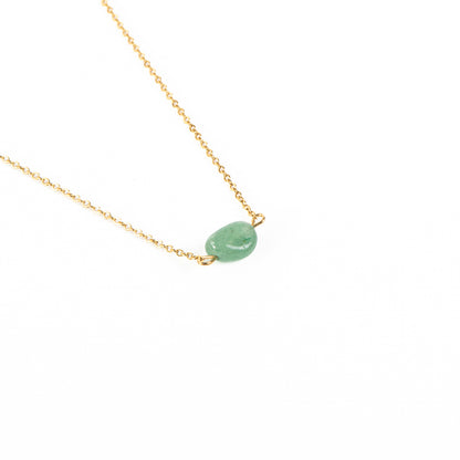 Collier court délicat en acier inoxydable or avec pierre verte aventurine - Simone 2-3