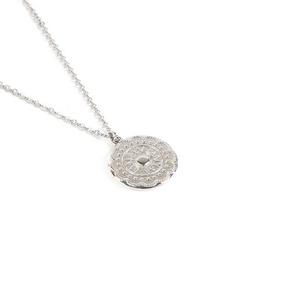 Collier court délicat pendentif rond fleur de tournesol acier inoxydable - Simone 1 argent-3