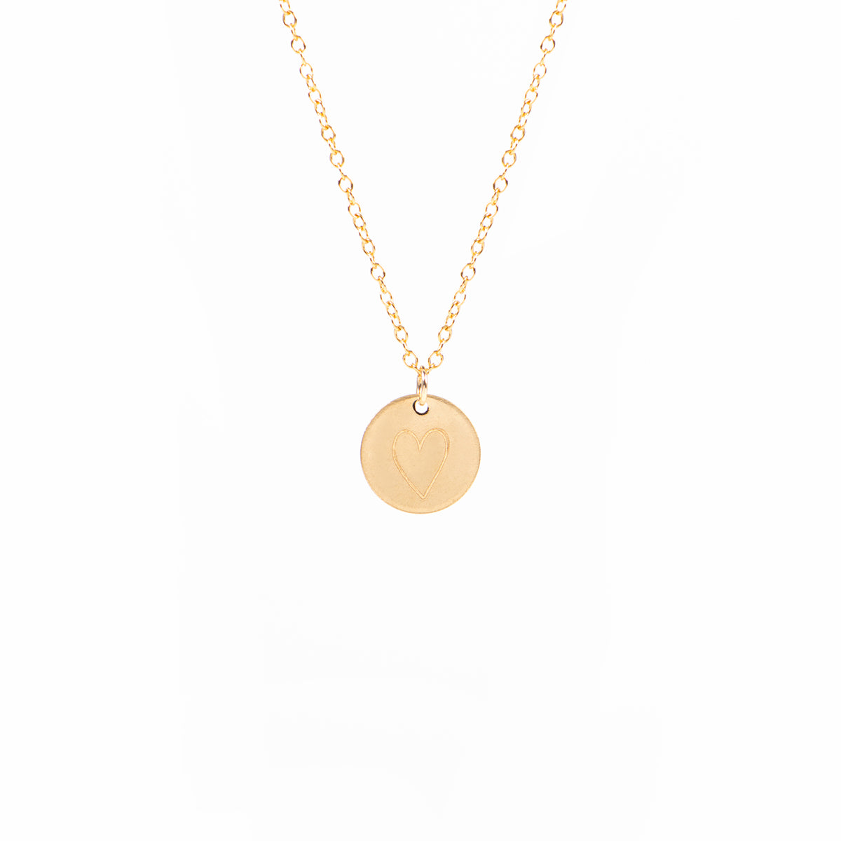 Collier délicat en or rempli 14K avec médaillon gravé Maman et un coeur -3