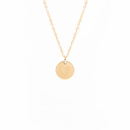 Collier délicat en or rempli 14K avec médaillon gravé Maman et un coeur -3