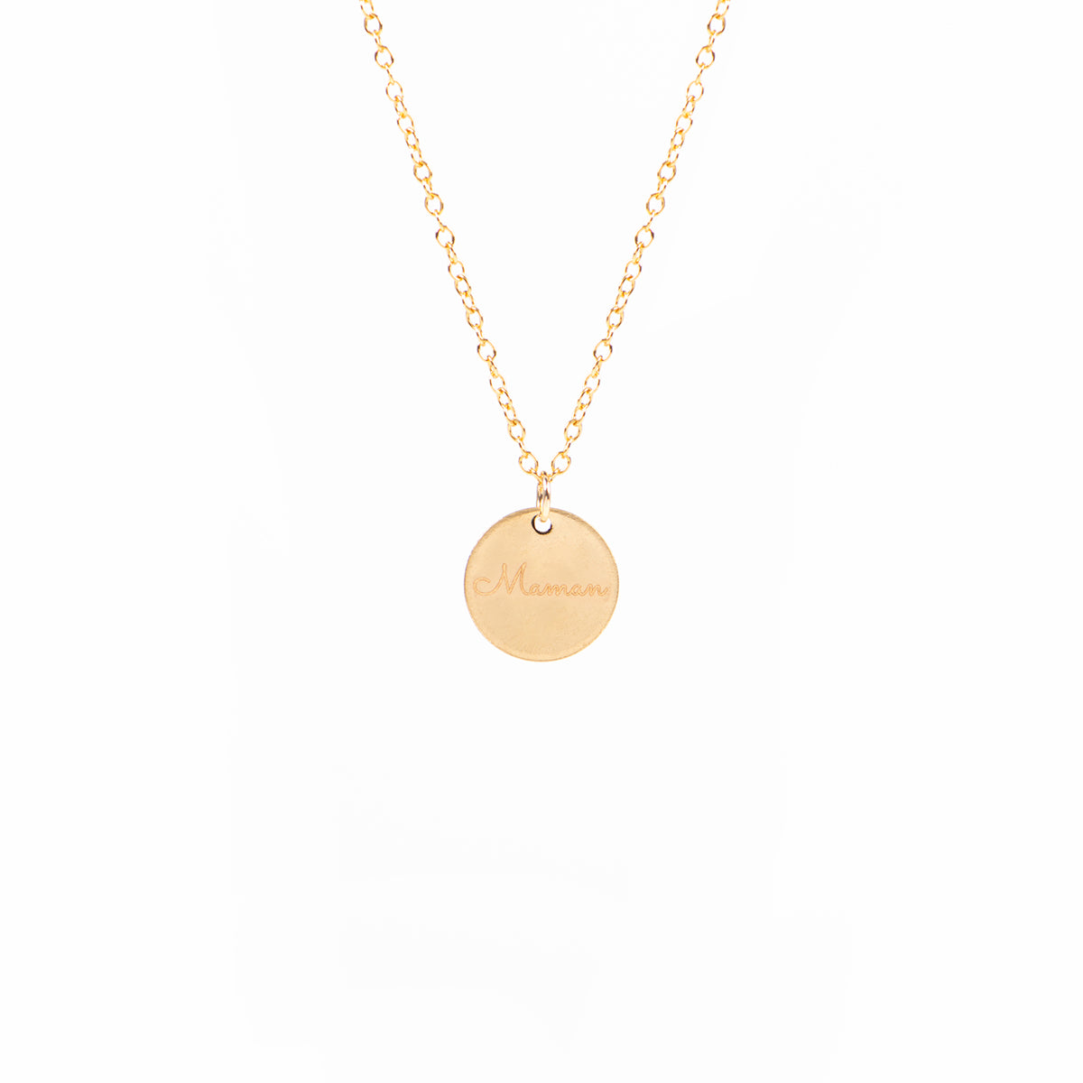 Collier délicat en or rempli 14K avec médaillon gravé Maman et un coeur -4