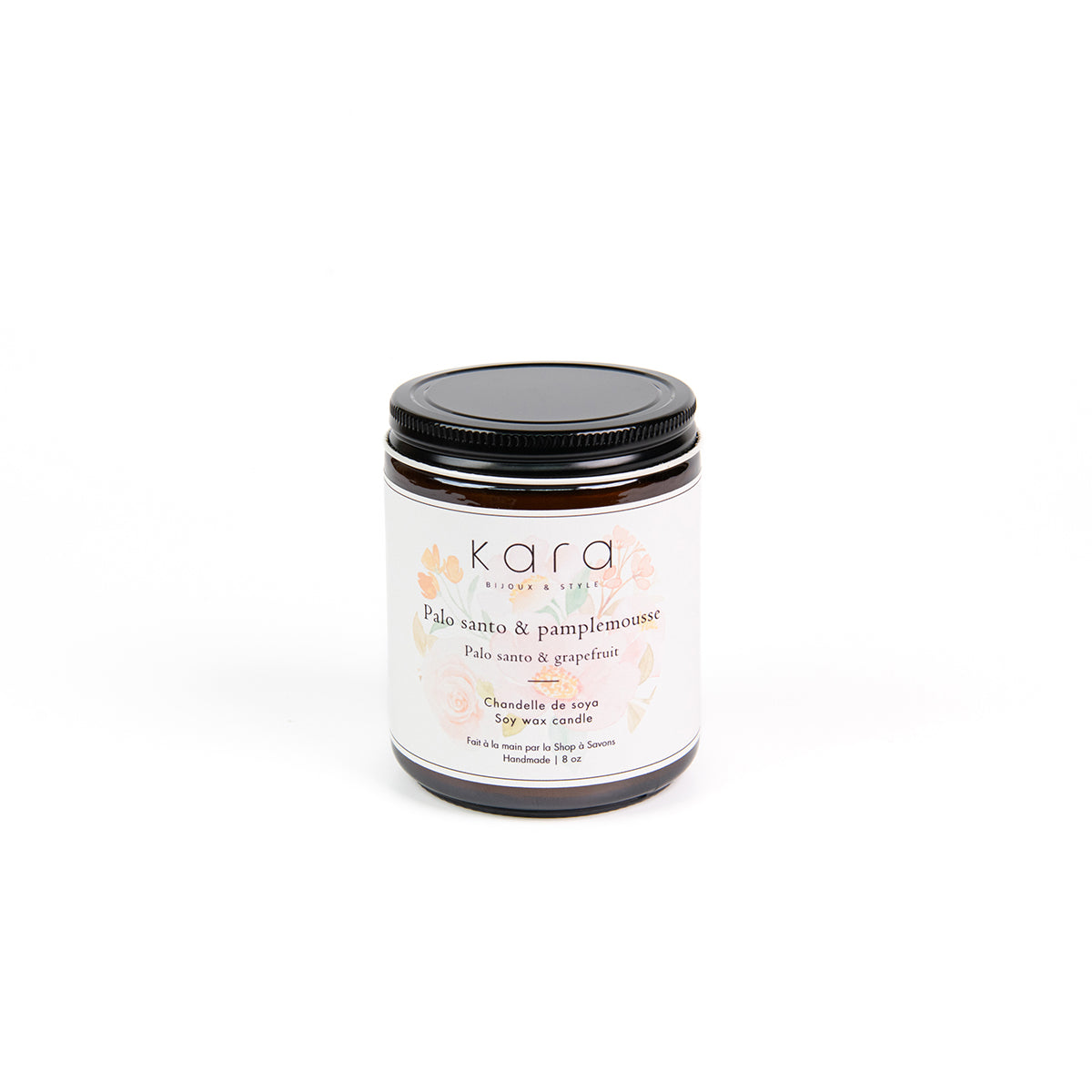 Chandelle de soya faite à la main avec mèche de coton - Palo santo & pamplemousse-