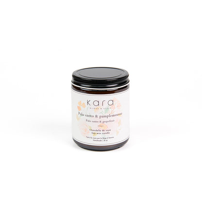 Chandelle de soya faite à la main avec mèche de coton - Palo santo & pamplemousse-