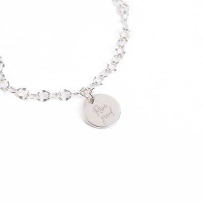 Bracelet délicat argent sterling .925 avec médaillon rond gravé Rêve grand - Kara 2-2