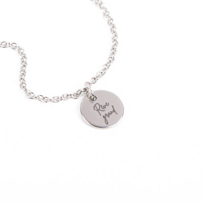 Bracelet délicat acier inoxydable avec médaillon rond 10 mm gravé Rêve grand - Kara 3-2