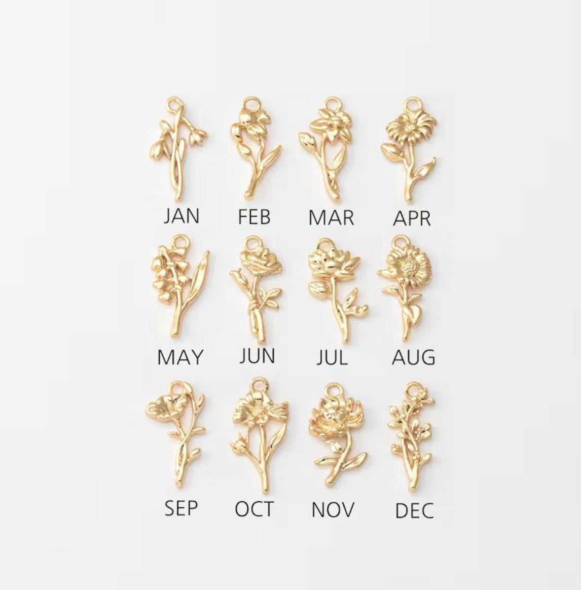 Image fleurs de naissance or pour boucles d'oreilles Marguerite 1