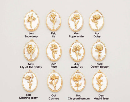 Image référence pendentif or fleur de naissance avec nacre 12 mois - collier Marguerite 3