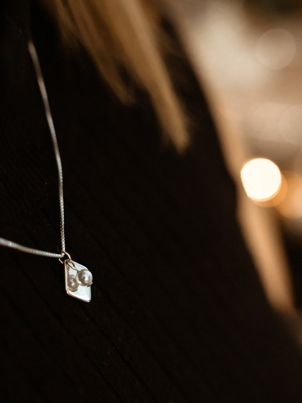 Collier délicat argent sterling .925 losange et perle - Florence 4 - lifestyle-1