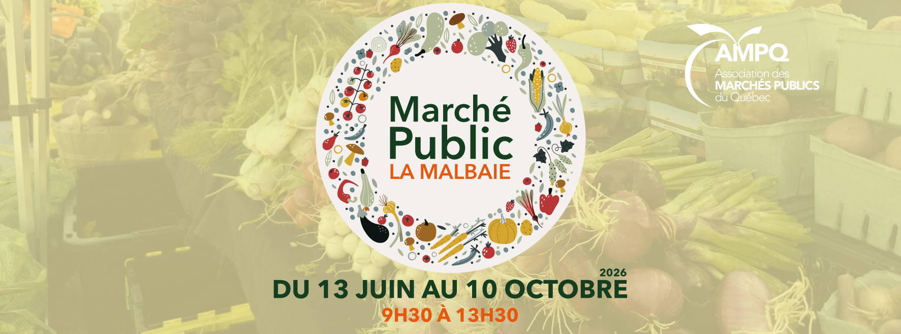 Visuel événement Marché public La Malbaie été 2026
