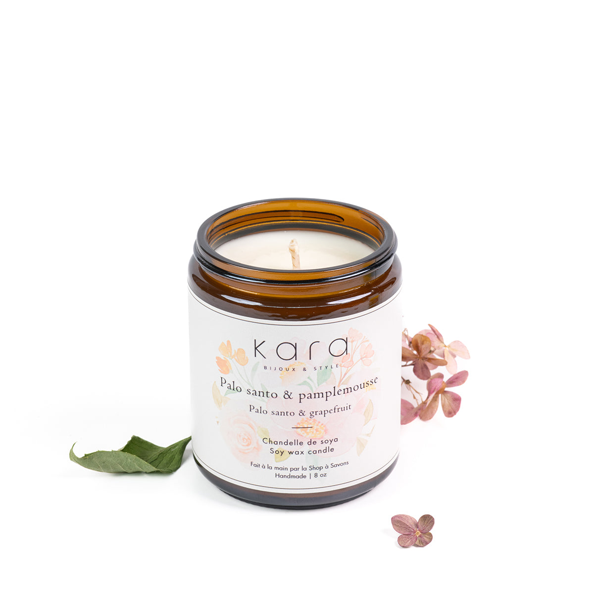 Chandelle de soya faite à la main avec mèche de coton - Palo santo & pamplemousse-lifestyle-1