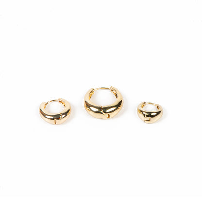 Boucles d'oreilles anneaux lisses larges 13, 16, 20 mm placage or 14K - Les essentiels