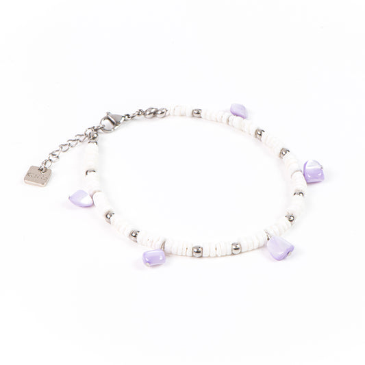 Chevillère Iris 2, coquillage et acier inoxydable, collection printemps-été 2025, pour femme, à Lévis.